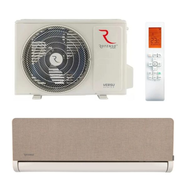 Klimatyzator ścienny 5,3 kW SPLIT (komplet) – ROTENSO Versu Cloth Caramel 5,3 kW (VCC50Xi R16, VO50Xo R16)
