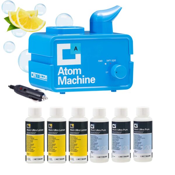 Urządzenie do odświeżania klimatyzacji samochodowej z 24+24 szt. płynu 120 ml cytryna/pure – ERRECOM Atom Machine
