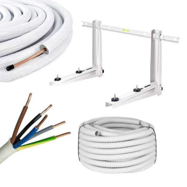 Zestaw montażowy do klimatyzacji 3 M (1/4″ + 3/8″ + rura karbowana + wspornik 550 mm MS257 + 5×1,5)